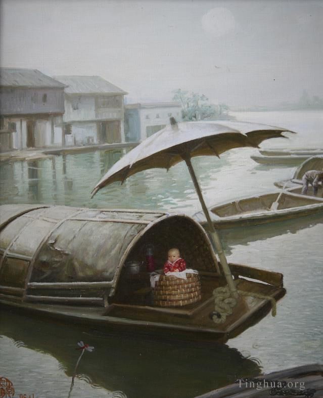 Li Jiahui Peinture à l'huile - Ménage vivant au bord de l’eau