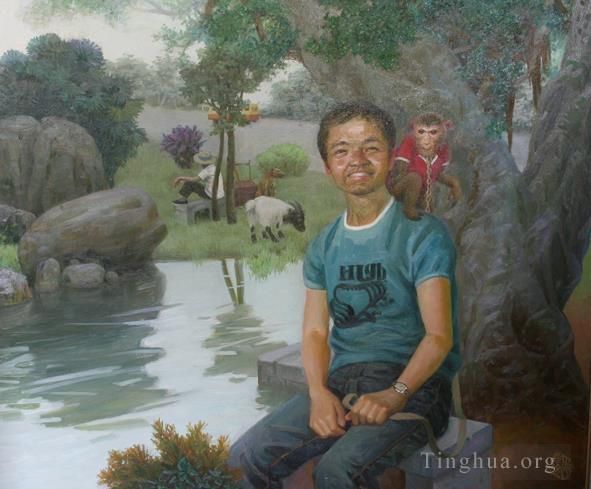 Li Jiahui Peinture à l'huile - Homme singe