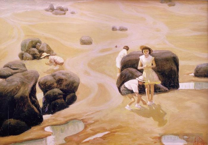 Li Jiahui Peinture à l'huile - Plage de Refluent