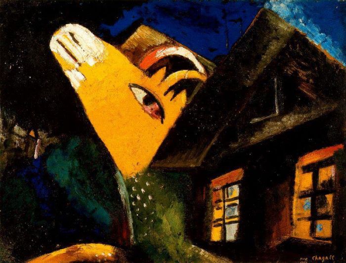 Marc Chagall Peinture à l'huile - L'étable