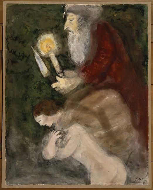 Marc Chagall Types de peintures - Abraham et Isaac en route vers le lieu du sacrifice
