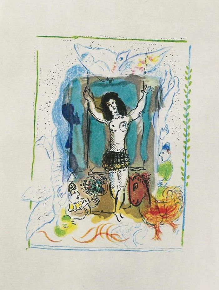 Marc Chagall Types de peintures - Acrobate avec lithographie d'oiseau