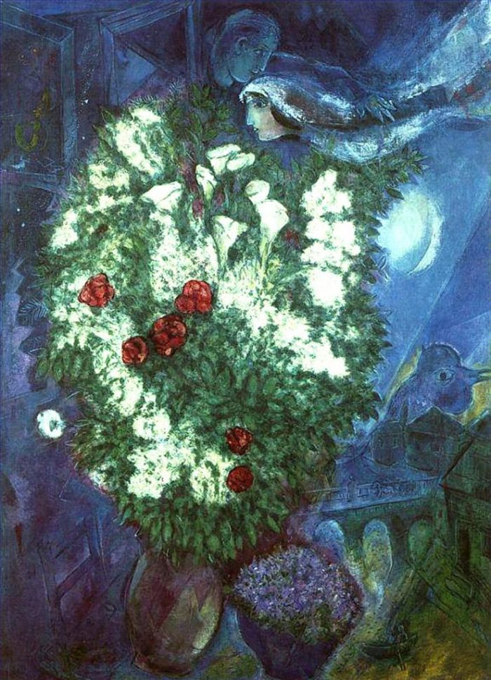 Marc Chagall Types de peintures - Bouquet avec des amoureux volants