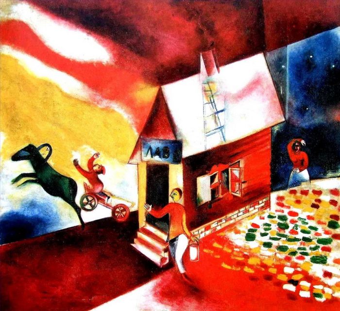 Marc Chagall Types de peintures - Maison en flammes