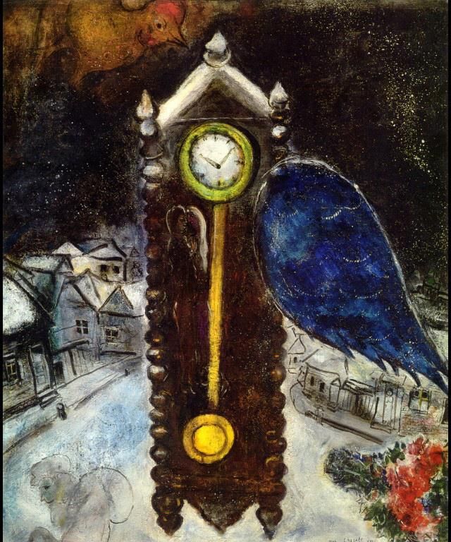 Marc Chagall Types de peintures - Horloge avec aile bleue