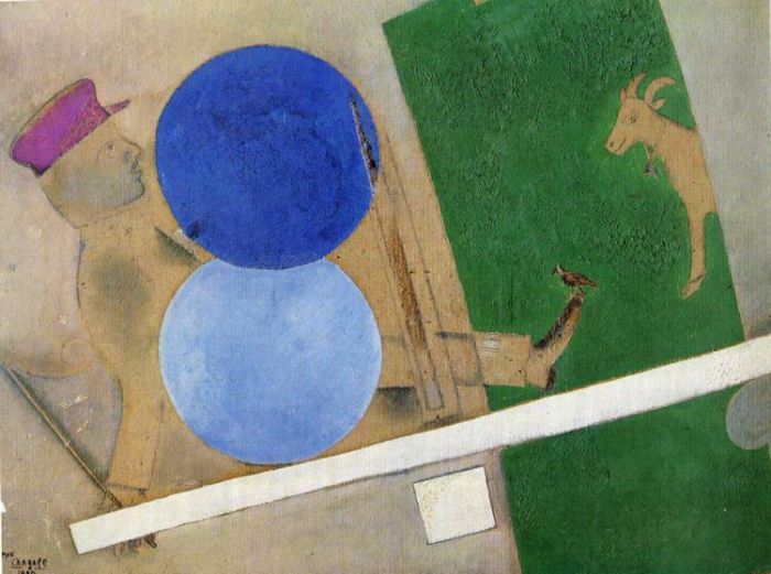 Marc Chagall Types de peintures - Composition avec cercles et chèvre