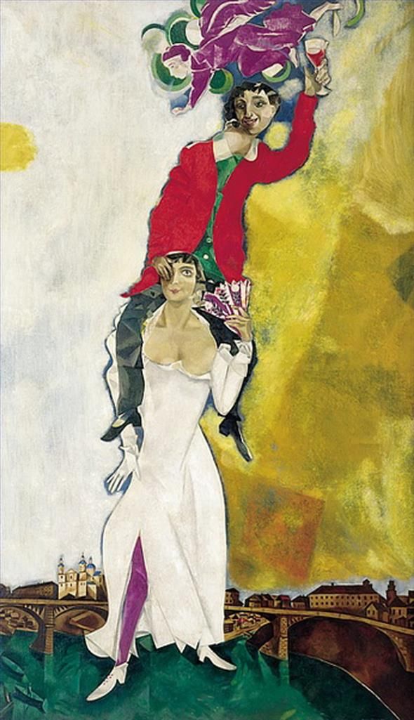 Marc Chagall Types de peintures - Double portrait avec un verre de vin