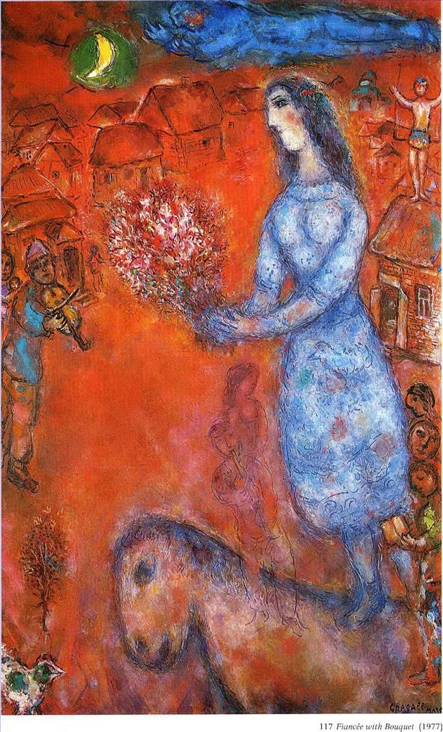 Marc Chagall Types de peintures - Fiancée avec bouquet