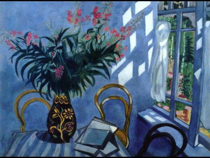 Marc Chagall Types de peintures - Intérieur avec des fleurs
