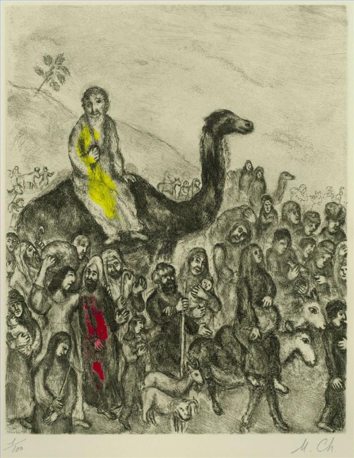 Marc Chagall Types de peintures - Jacob Départ pour l’Egypte gravure aquarelle
