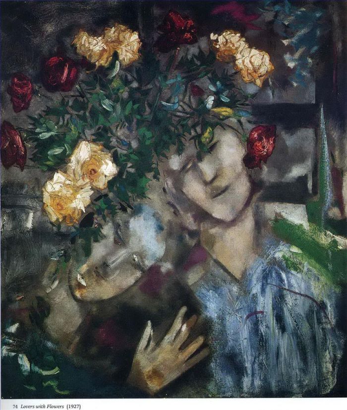 Marc Chagall Types de peintures - Amoureux avec des fleurs