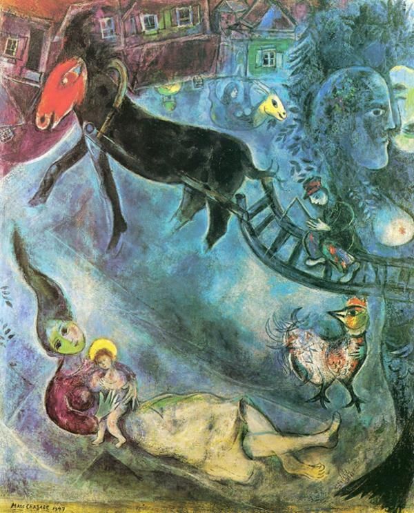 Marc Chagall Types de peintures - Madone au traîneau