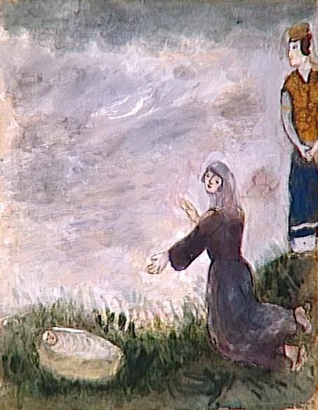 Marc Chagall Types de peintures - Moïse est sauvé des eaux par la fille du Pharaon