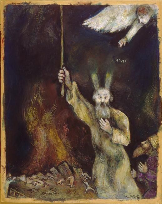 Marc Chagall Types de peintures - Moïse répand les ténèbres sur l'Egypte