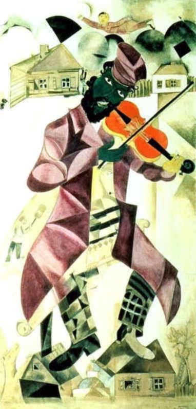 Marc Chagall Types de peintures - Panneau de musique pour le Théâtre juif de Moscou, gouache et kaolin sur toile