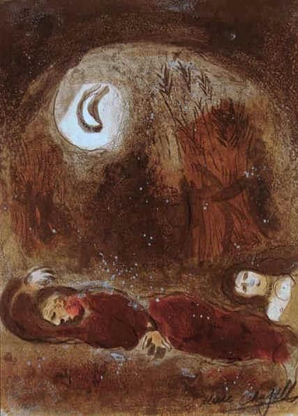 Marc Chagall Types de peintures - Ruth aux pieds de Boaz lithographie