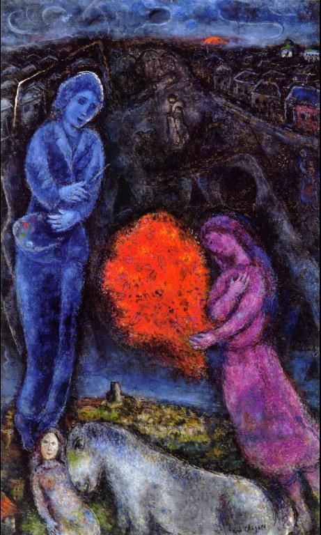 Marc Chagall Types de peintures - Saint Paul de Vance au coucher du soleil