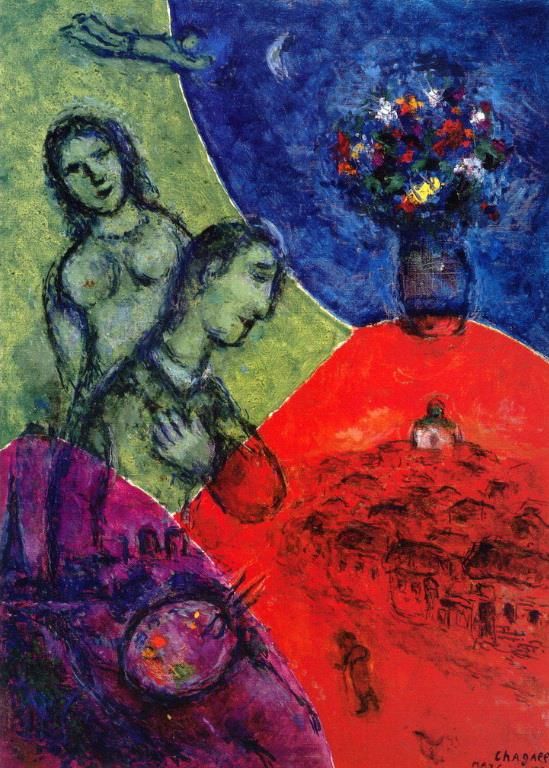 Marc Chagall Types de peintures - Autoportrait avec bouquet