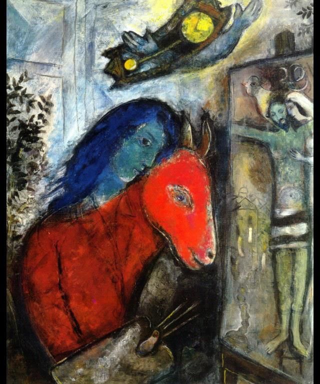 Marc Chagall Types de peintures - Autoportrait à l'horloge devant la crucifixion