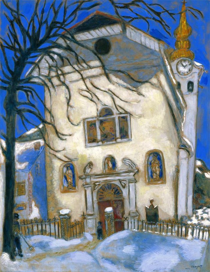 Marc Chagall Types de peintures - Église enneigée