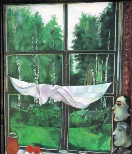 Marc Chagall Types de peintures - Tempéra pour fenêtre SummerHouse sur papier
