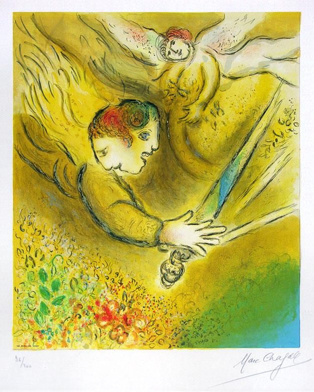 Marc Chagall Types de peintures - Lithographie L'Ange du Jugement