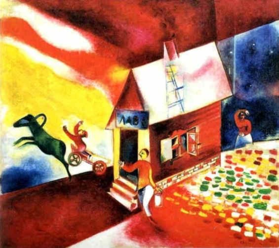 Marc Chagall Types de peintures - La maison en feu