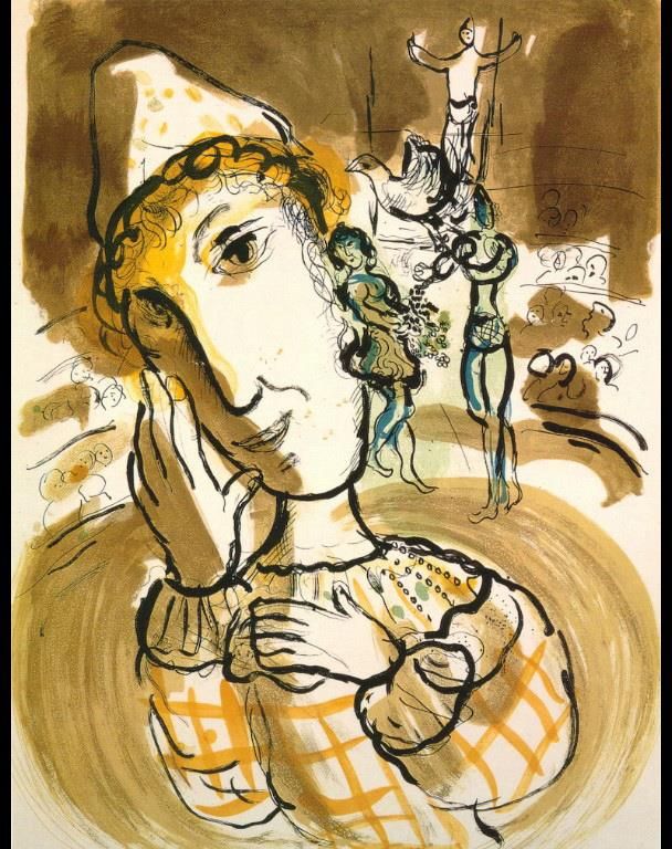 Marc Chagall Types de peintures - Le cirque au clown jaune