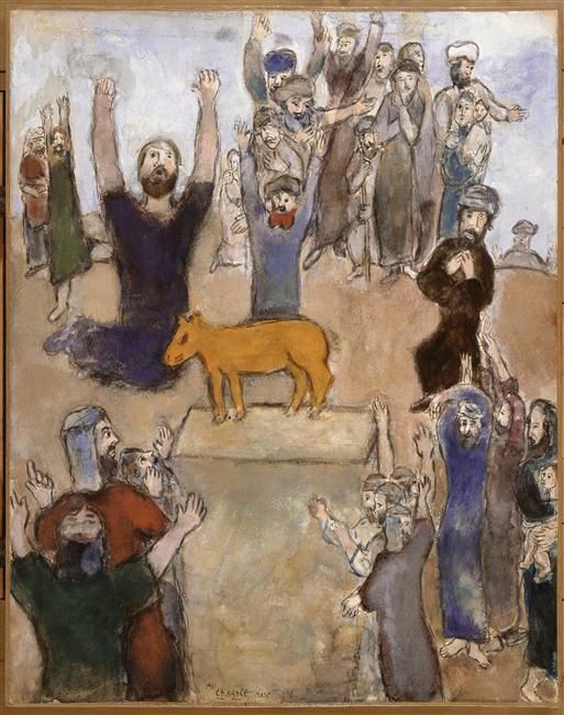 Marc Chagall Types de peintures - Les Hébreux adorent le veau d'or