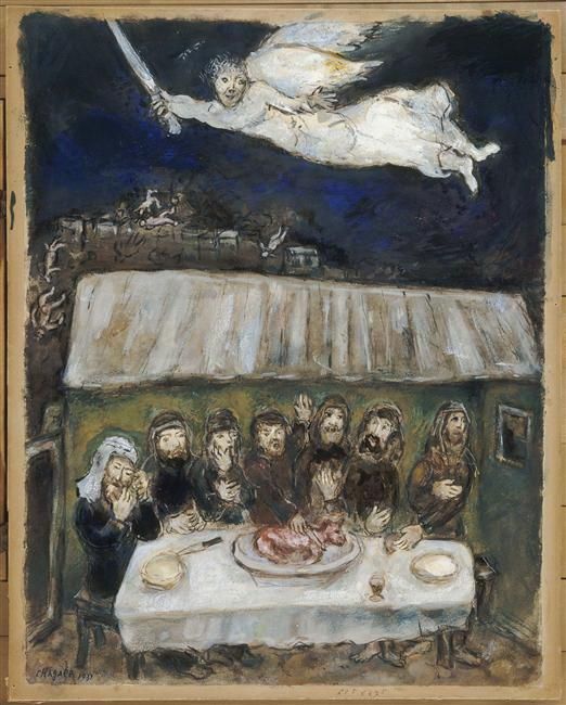 Marc Chagall Types de peintures - Les Israélites mangent l'agneau pascal