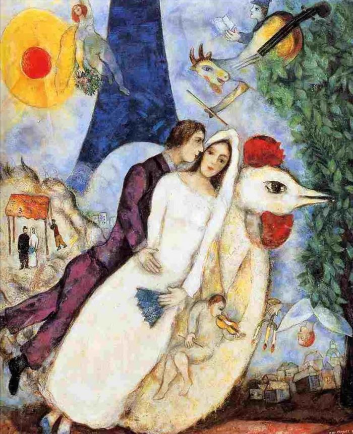 Marc Chagall Types de peintures - La fiancée et la Tour Eiffel