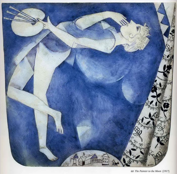 Marc Chagall Types de peintures - Le peintre sur la lune