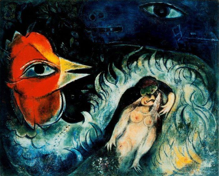 Marc Chagall Types de peintures - Le coq amoureux