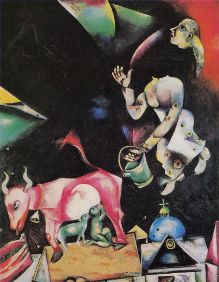Marc Chagall Types de peintures - En Russie avec des ânes et autres