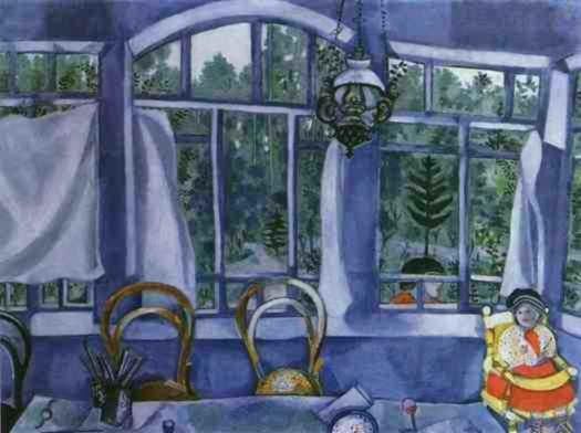 Marc Chagall Types de peintures - Fenêtre dans le chalet d'été Zaolshye près de Vitebsk gouache et huile sur toile