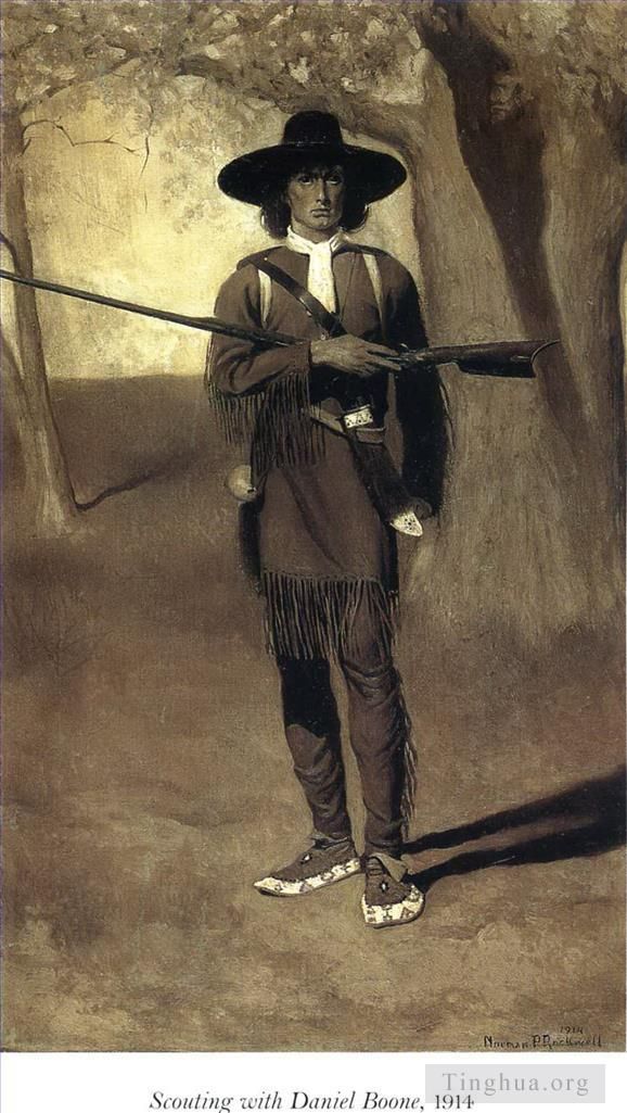 Norman Rockwell Peinture à l'huile - Scoutisme avec Daniel Boone 1914