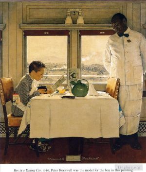 Norman Rockwell œuvre - Garçon dans un wagon-restaurant 1947