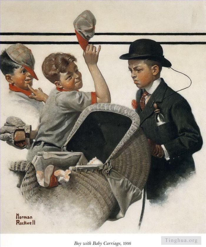 Norman Rockwell Types de peintures - Garçon avec landau 1916