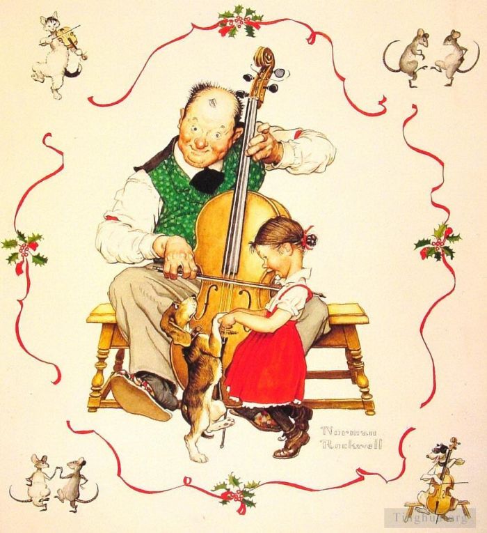 Norman Rockwell Types de peintures - Danse de Noël 1950