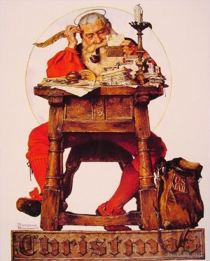 Norman Rockwell œuvre - Père Noël lisant le courrier 1935