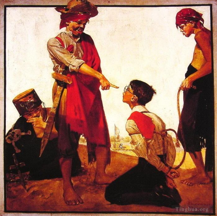 Norman Rockwell Types de peintures - Le cousin Reginald joue le pirate 1917