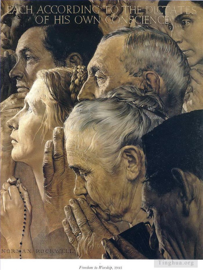 Norman Rockwell Types de peintures - Liberté de culte 1943