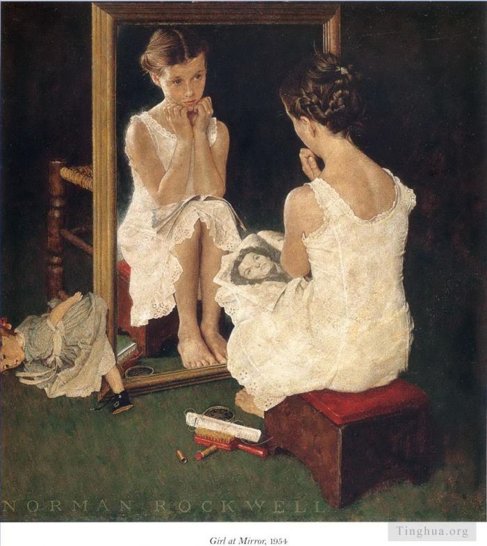Norman Rockwell Types de peintures - Fille au miroir 1954
