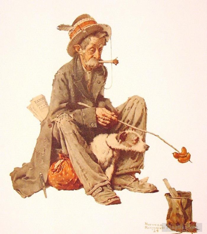 Norman Rockwell Types de peintures - Hobo et chien 1924