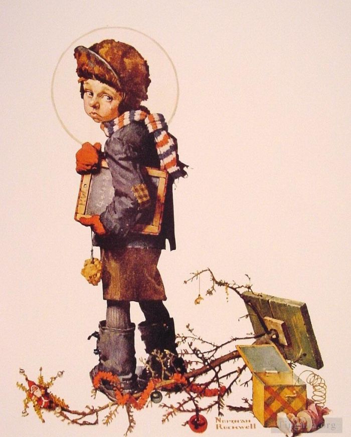 Norman Rockwell Types de peintures - Petit garçon tenant un tableau à craie 1927