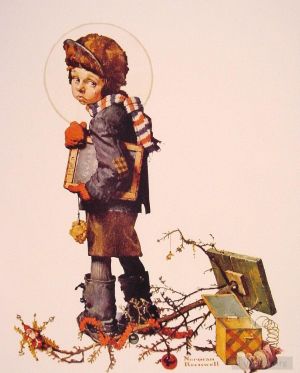 Norman Rockwell œuvre - Petit garçon tenant un tableau à craie 1927