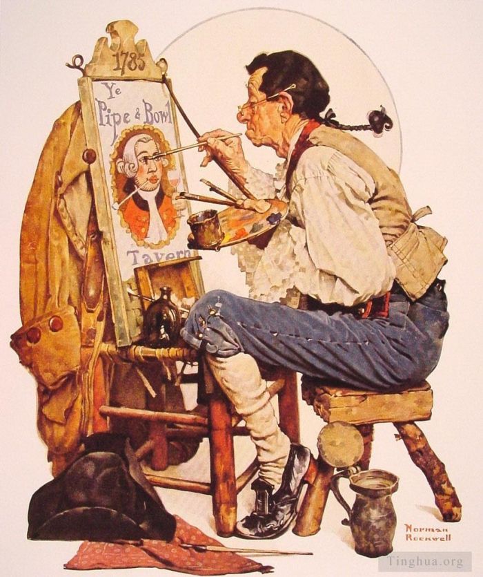 Norman Rockwell Types de peintures - Peintre d'enseignes de pipes et de bols 1926