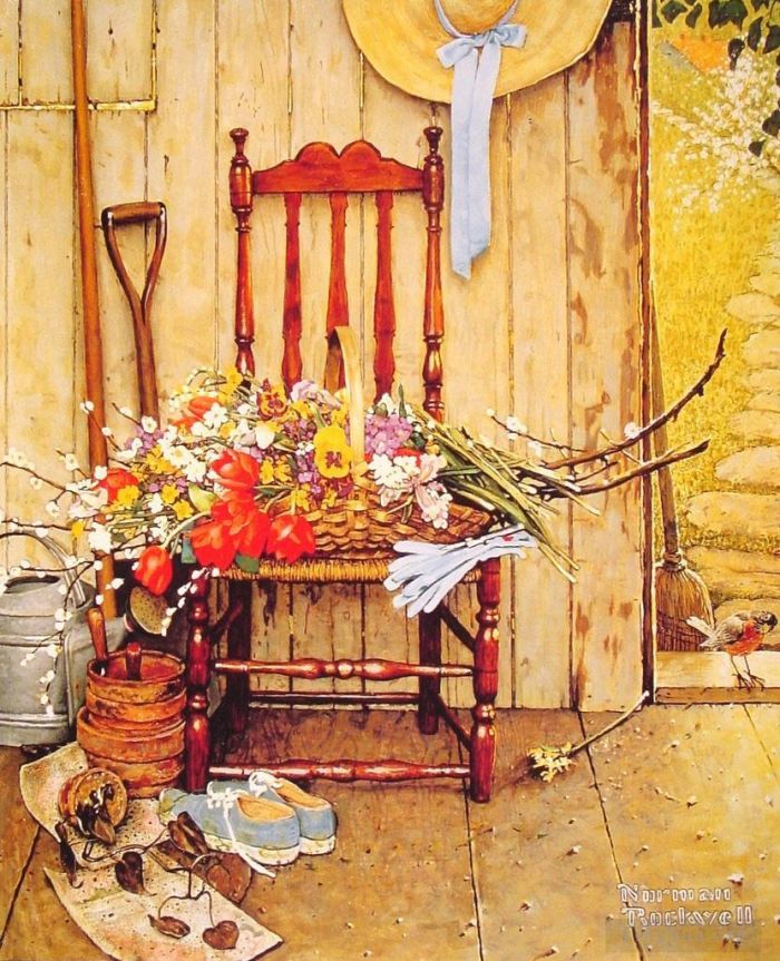 Norman Rockwell Types de peintures - Fleurs de printemps 1969