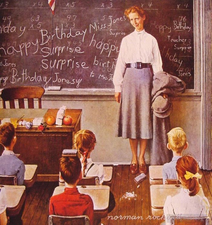 Norman Rockwell Types de peintures - Anniversaire des enseignants 1956