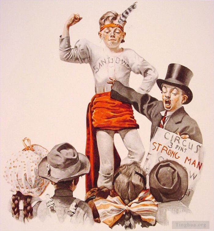 Norman Rockwell Types de peintures - L'aboyeur de cirque 1916